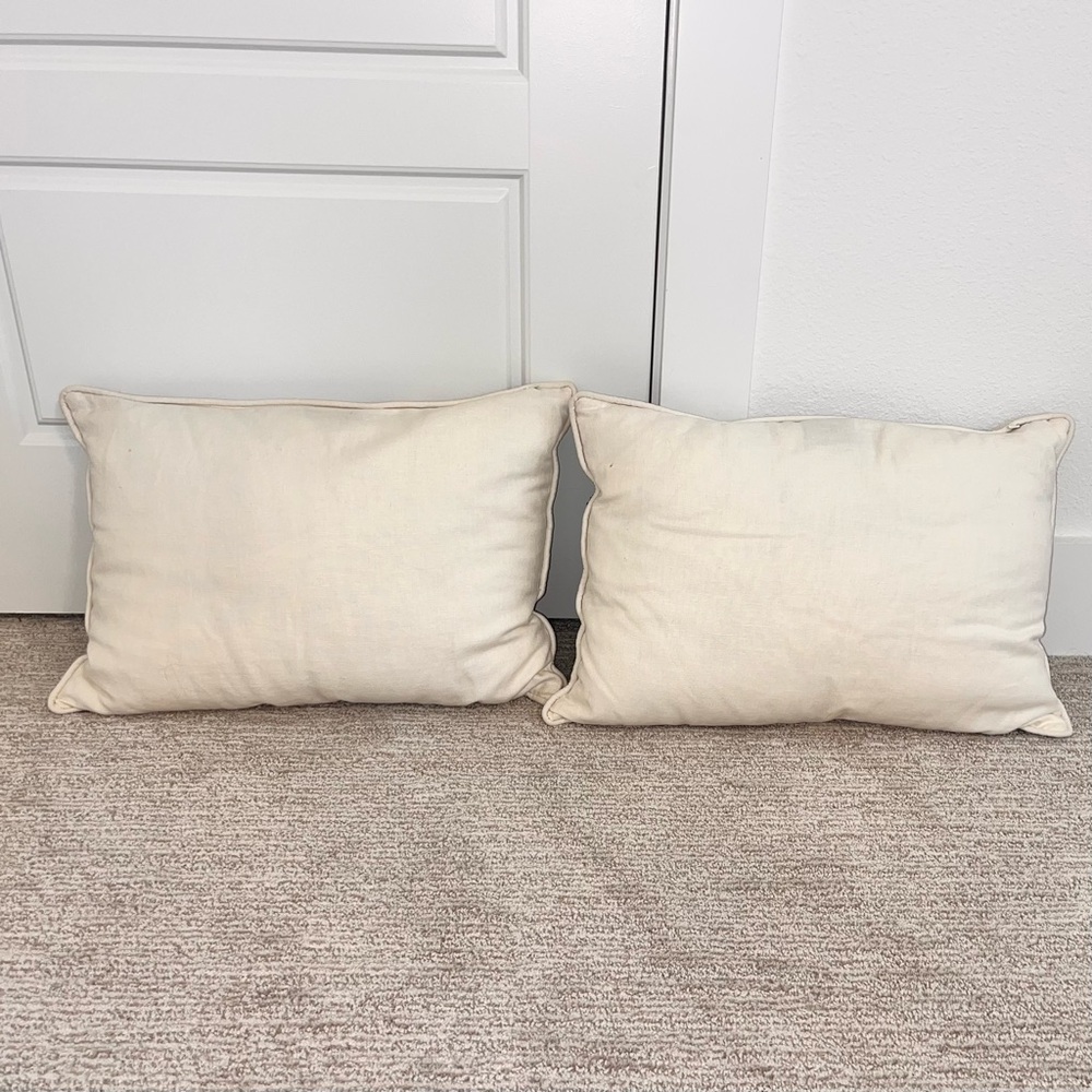 NOBLE EXCELLENCE® Two Embroidered Jeweled Tan Cream & Silver Decorative Pillows - Picture 12 of 15